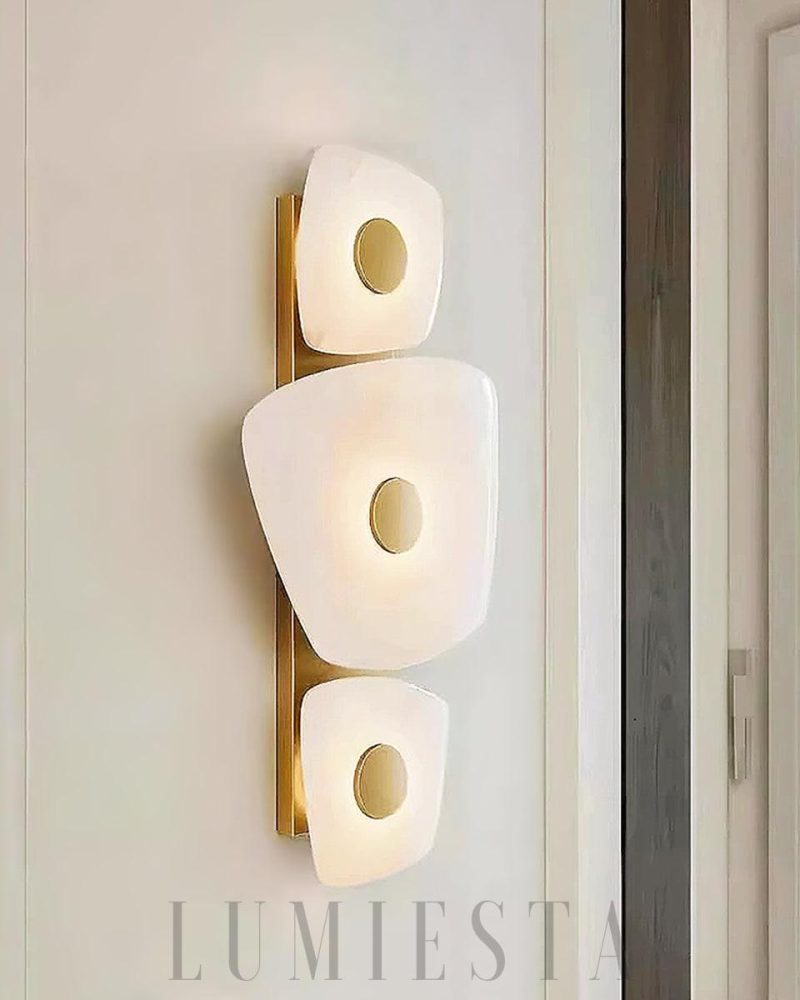 Lampa Ścienna Alabaster Holmdel Biała Złota Ciepłe Światło 29cm