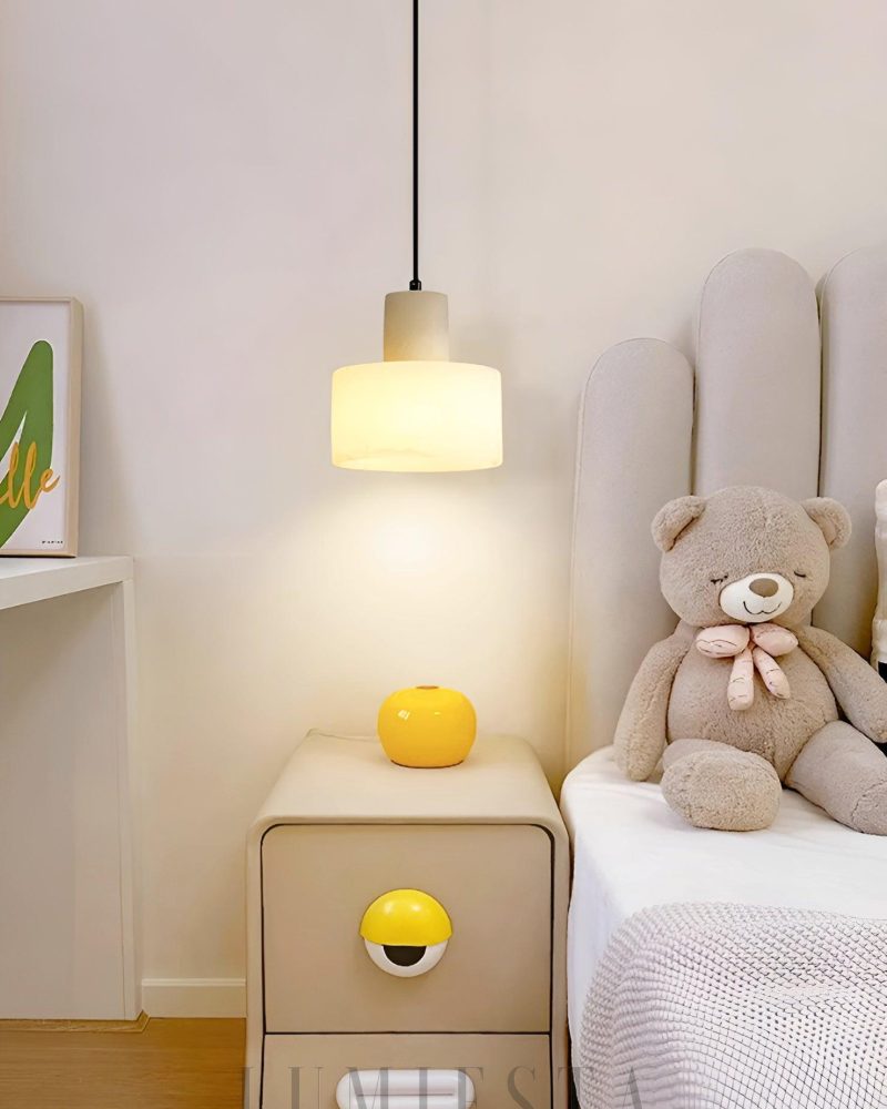 Lampa wisząca cylindryczna alabastrowa stylowa do wnętrz
