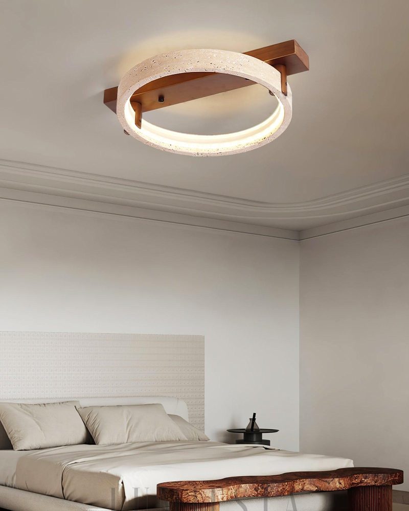 Lampa sufitowa Ring Horizon w kolorze beżowym z travertynu