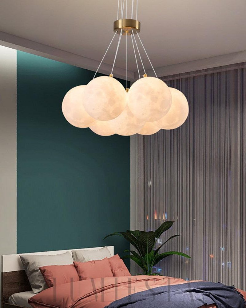 Lunaris - lampa wisząca w kształcie kul alabastrowych
