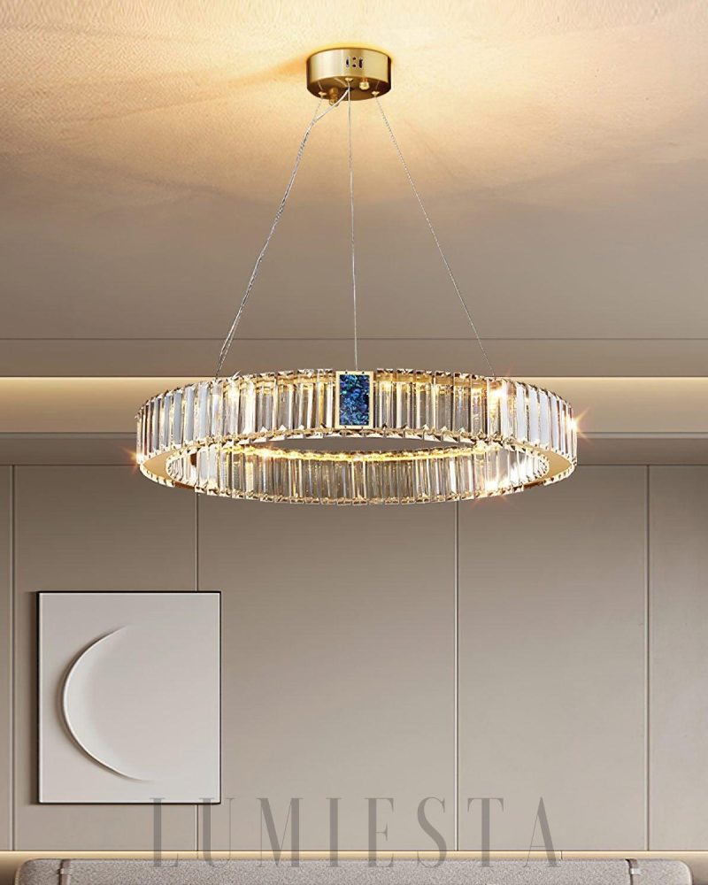 Lampa wisząca Roman Ring złoty kryształowy żyrandol 40 60 80 100 cm