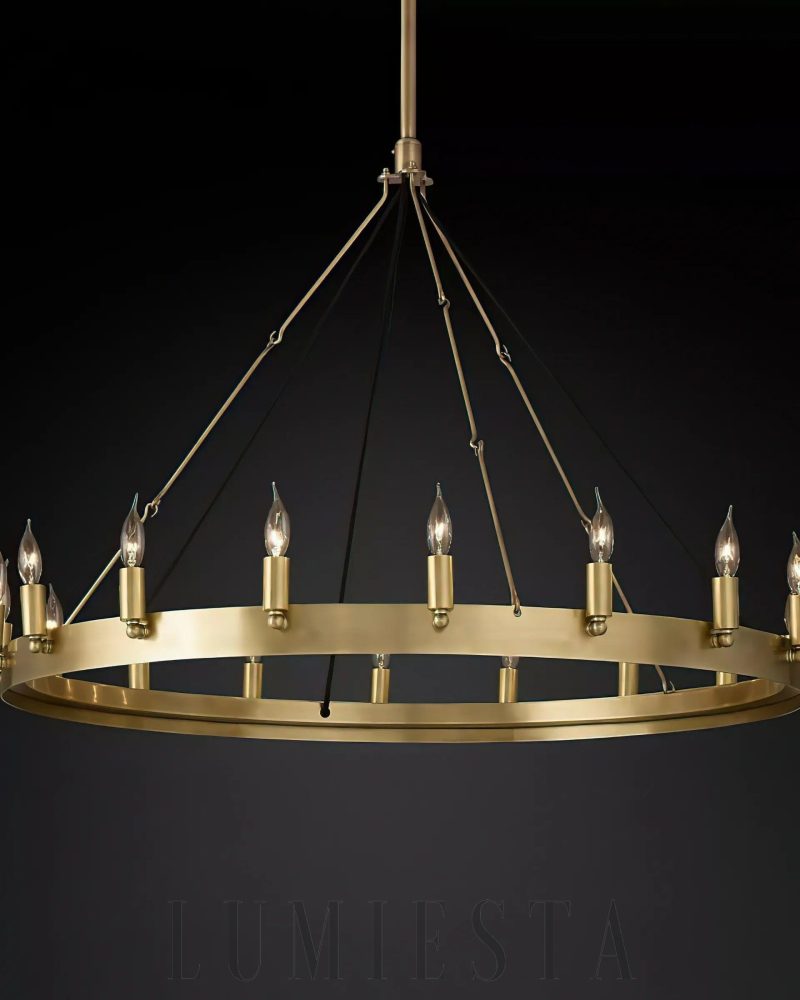 Żyrandol Camino Vintage Candelabra Okrągły 98cm Mosiądz Czarny