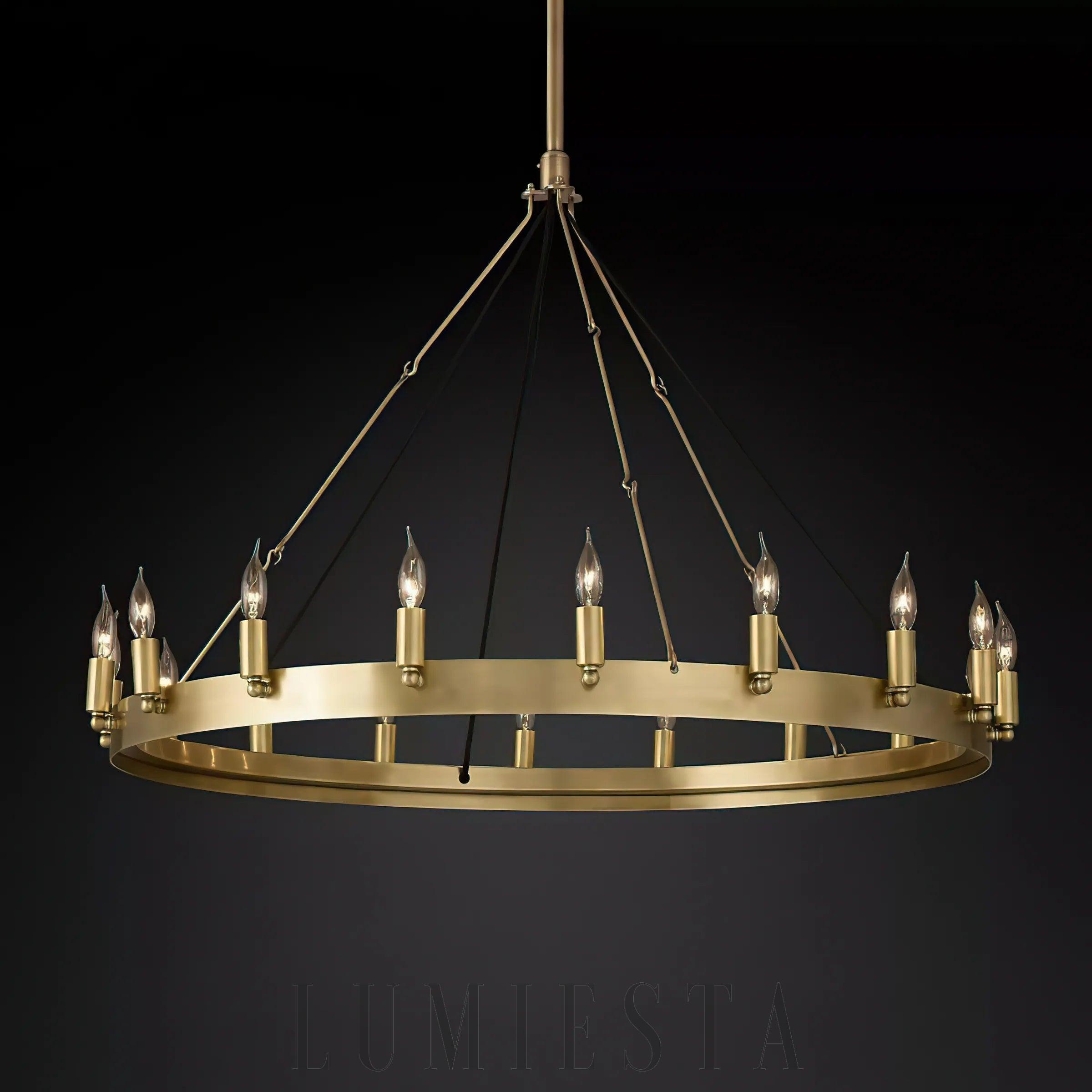 Żyrandol Camino Vintage Candelabra Okrągły 98cm Mosiądz Czarny