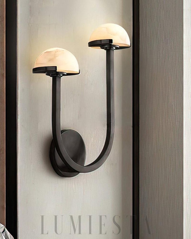 Lampa ścienna Alabaster w kształcie grzyba złota i biała
