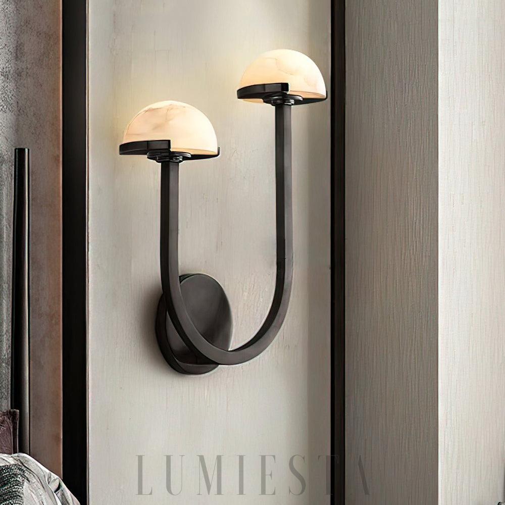 Lampa ścienna Alabaster w kształcie grzyba złota i biała