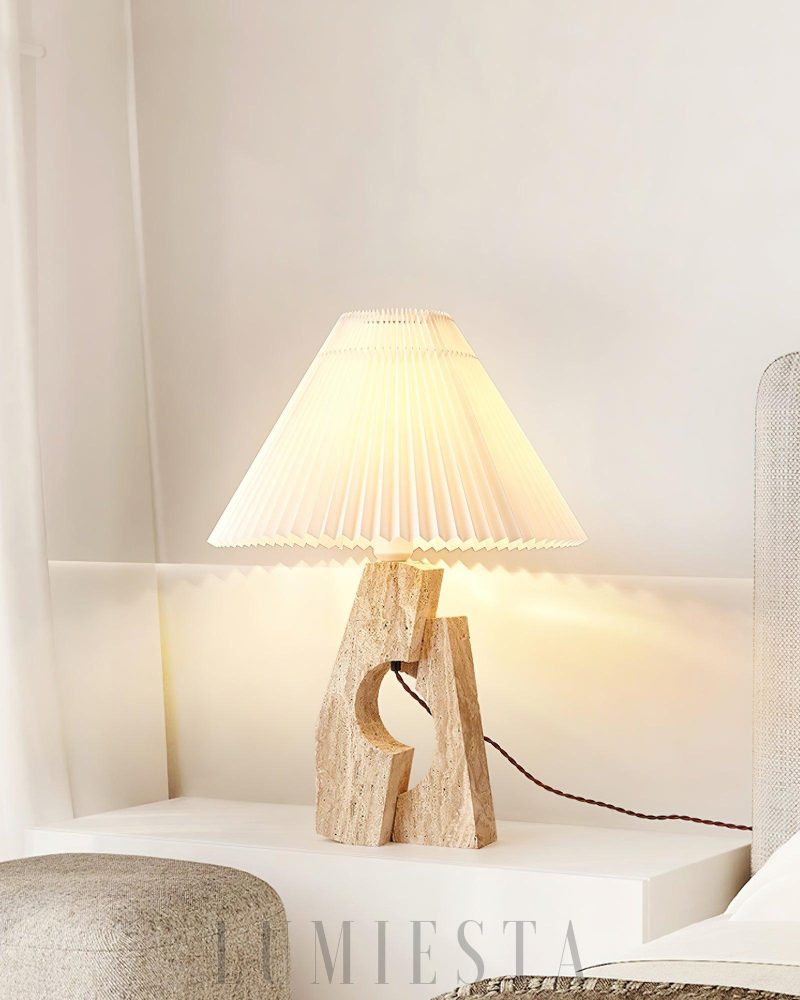 Lampa stołowa z trawertynu w stylu nowoczesnym 43cm