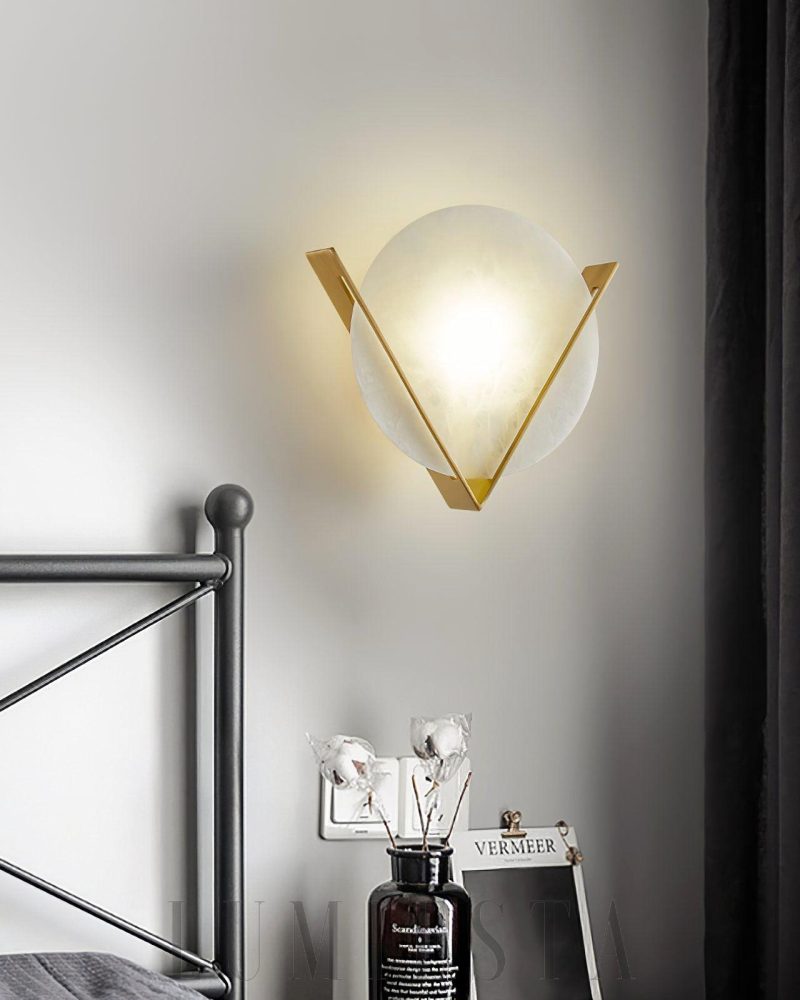 Lampa ścienna Victory V z alabastru okrągła 23cm ciepłe światło