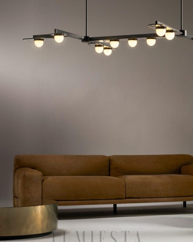 Lampa wisząca Modulo w złotym kolorze z 6 lub 11 głowami