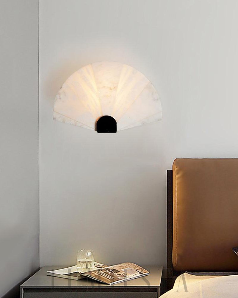 Lampa Ścienna Alabastrowa w Kształcie Wachlarza 35cm