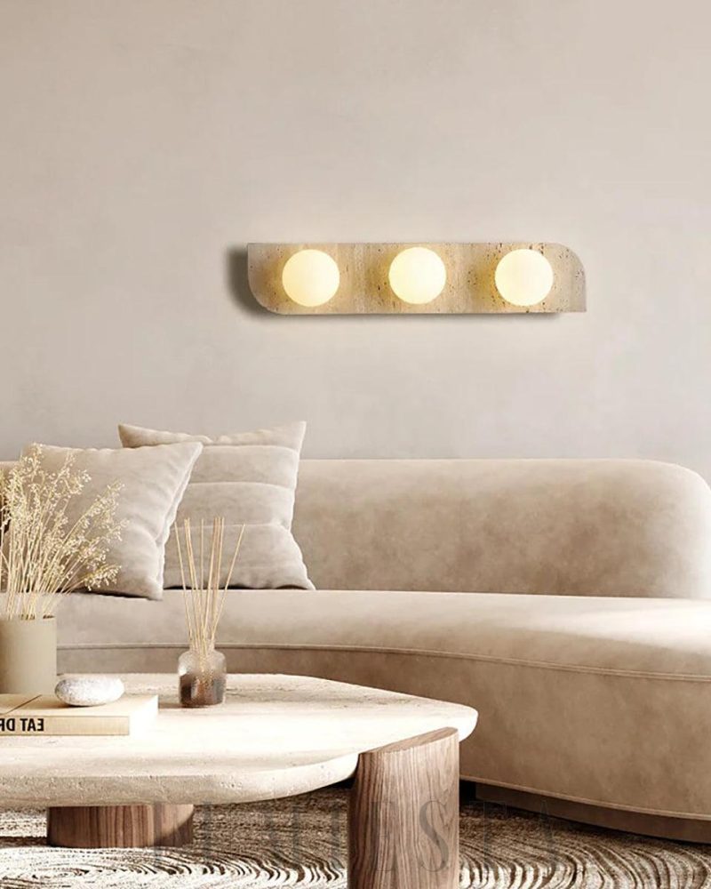 Żółta Lampa Ścienna Neptune z Travertynu w Stylu Nowoczesnym