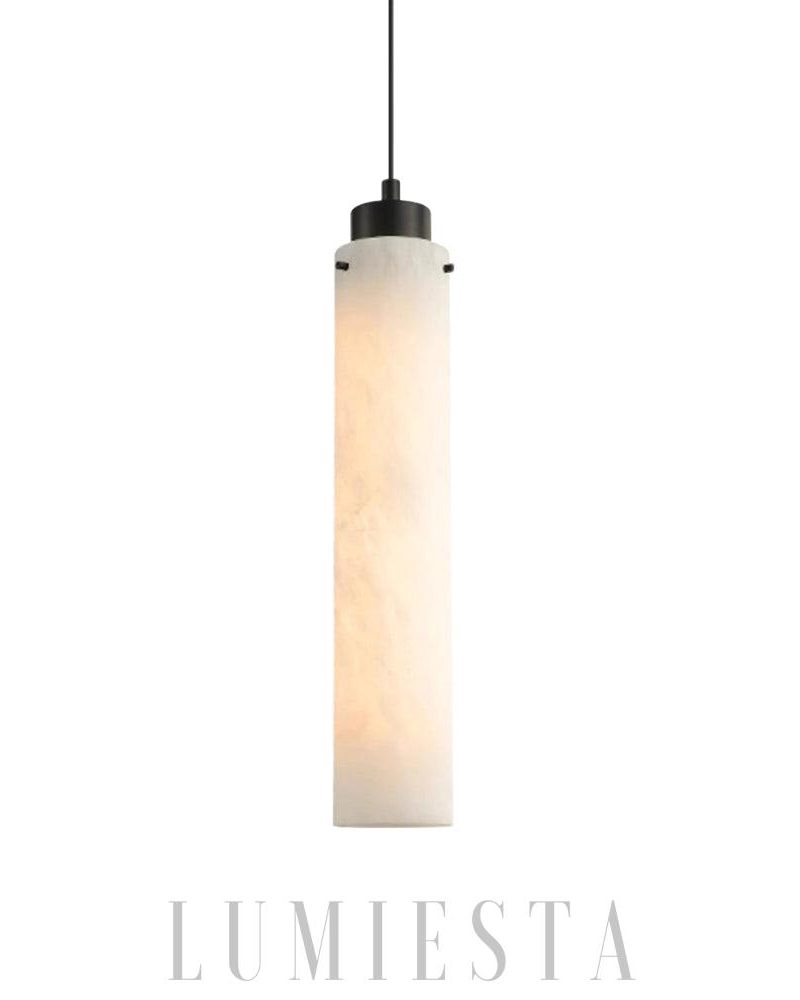 Lampa wisząca cylindryczna alabastrowa w białym kolorze