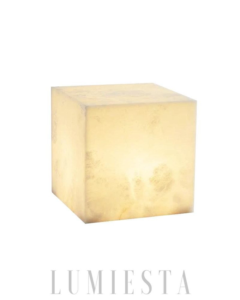 Lampa stołowa Alabastrowa w kształcie sześcianu 20cm 30cm
