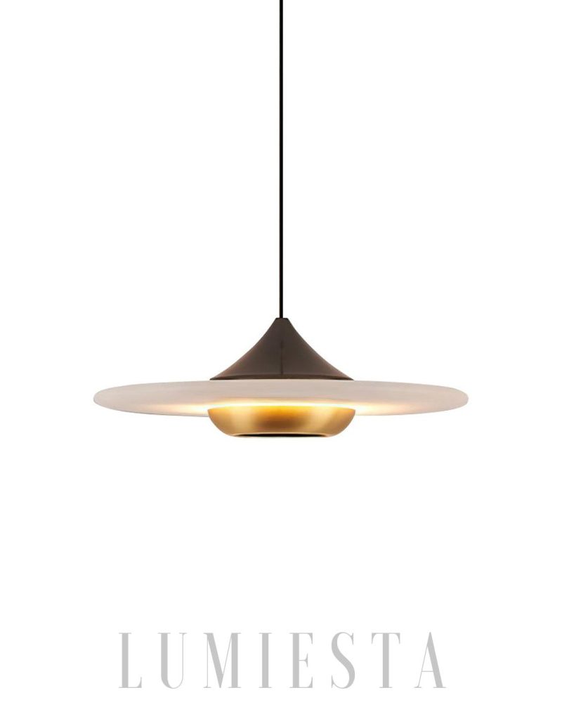 Lampa wisząca Flying Saucer z alabastru w kolorze złotym i czarnym
