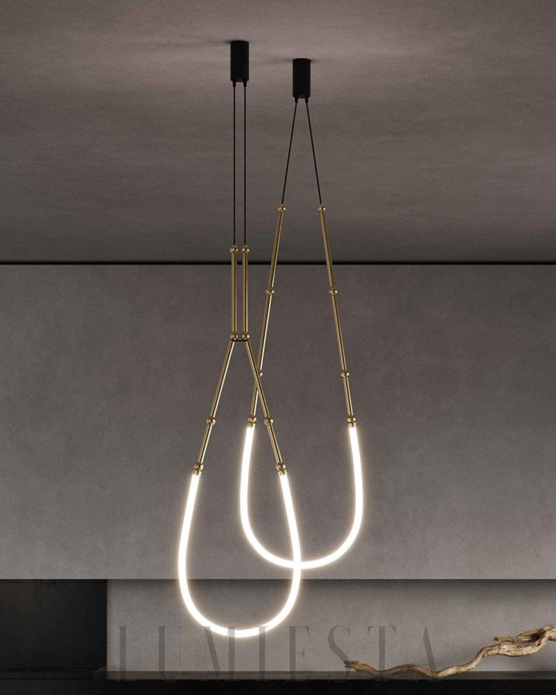 Lampa wisząca Leda nowoczesny żyrandol LED w kolorze złotym i czarnym