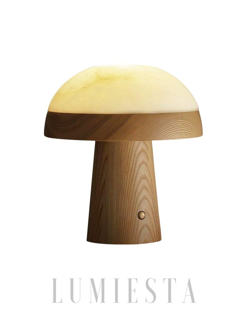 Lampa stołowa Mushroom Cloud z alabastru w kolorze orzechowym