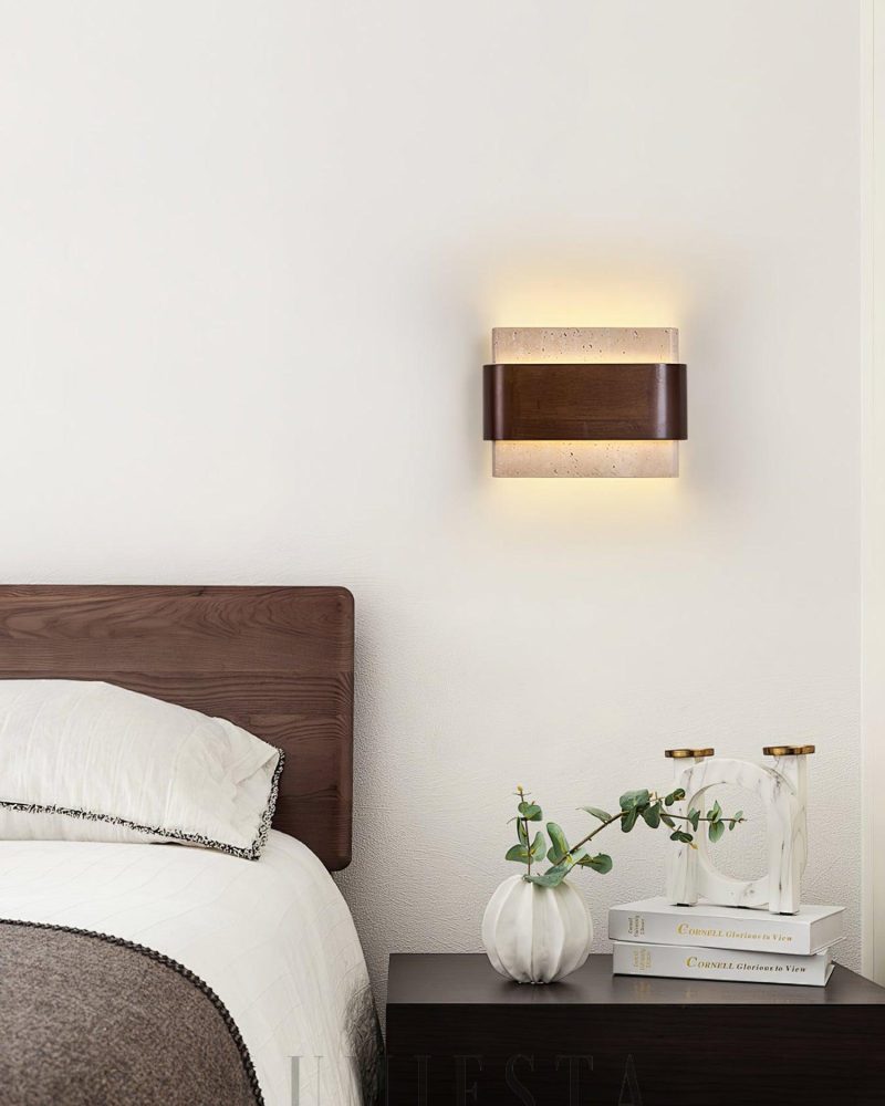 Lampa Ścienna Rectangle Terra Lumen Beżowy Orzechowy 22cm
