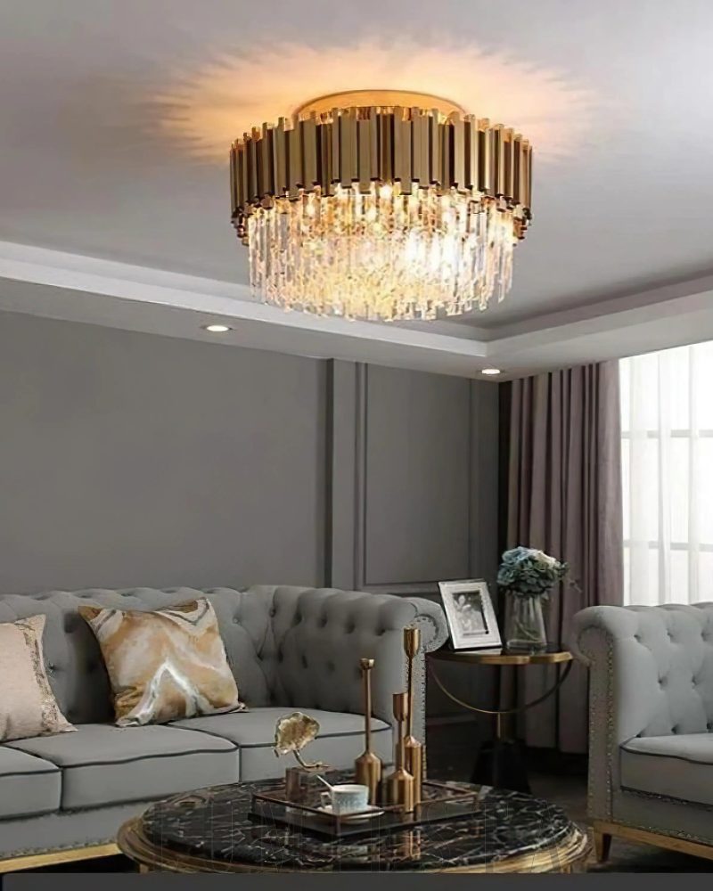Lampa sufitowa Bourbons z kryształami w złotym lub chromowym kolorze