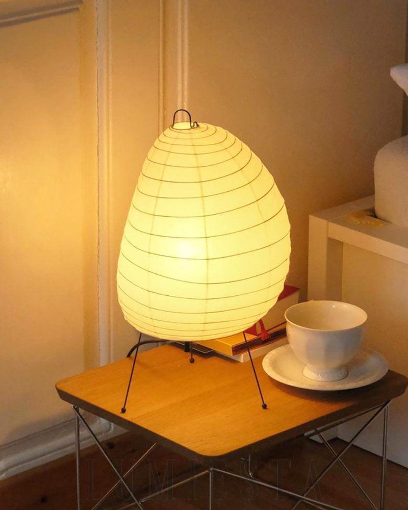 Lampa stołowa Akari 1N w stylu Art Deco biały kolor 26cm