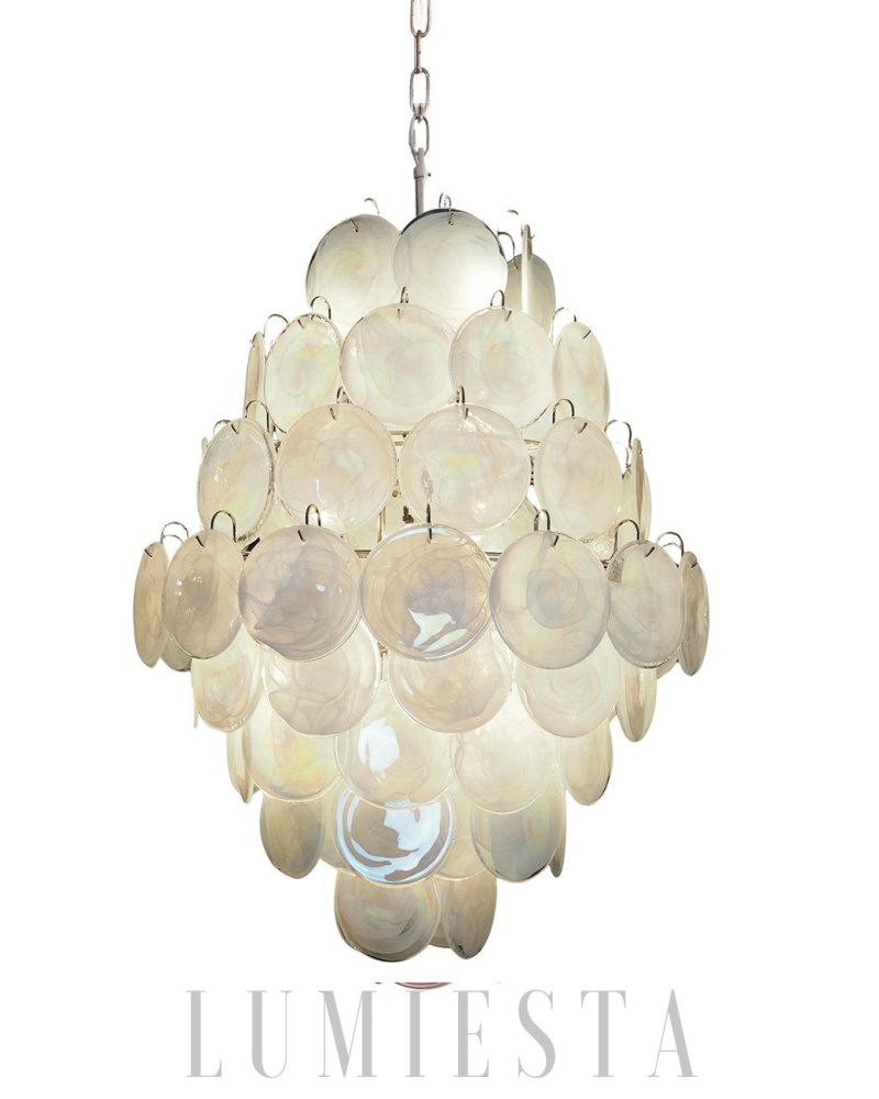 Lampa wisząca Vintage Murano Biały Dyski 75cm w kolorze Białym
