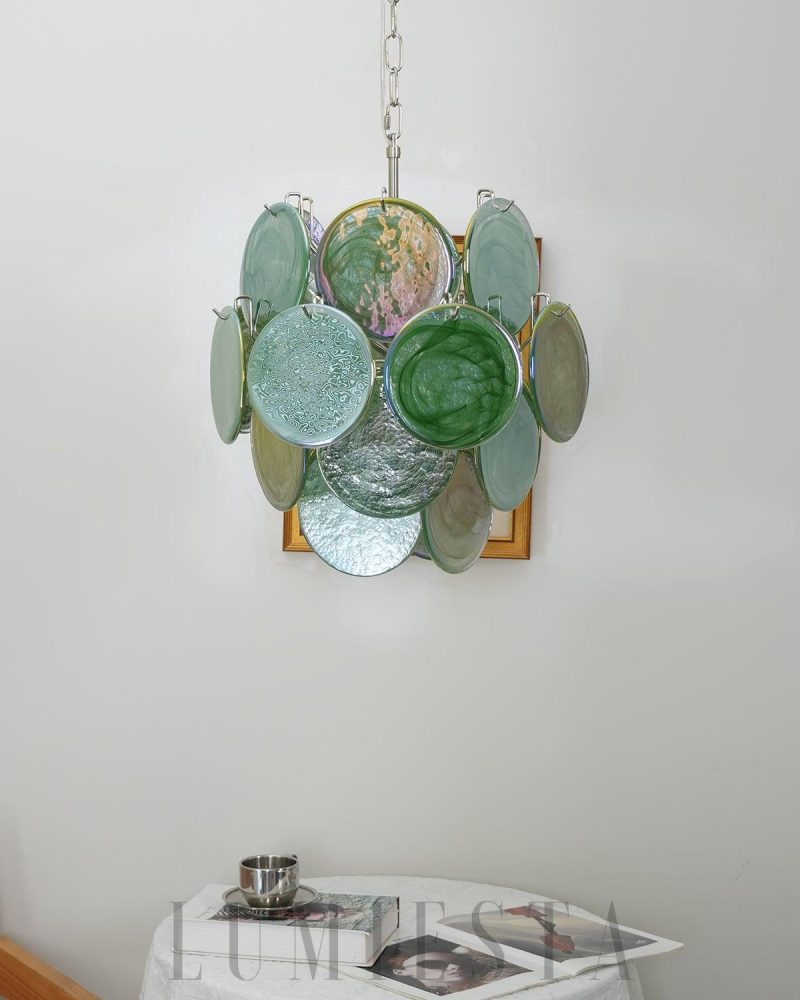 Wytworny zielony żyrandol Murano w stylu vintage 45cm
