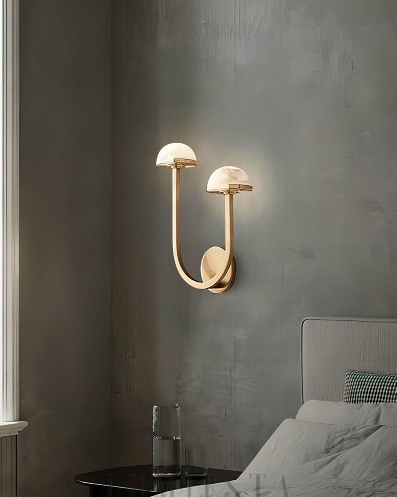 Lampa ścienna Alabaster w kształcie grzyba złota i biała