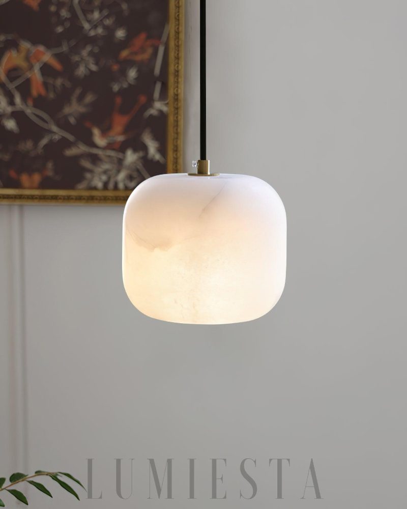 Lampa wisząca Alabaster w stylu nowoczesnym biała 12cm 15cm