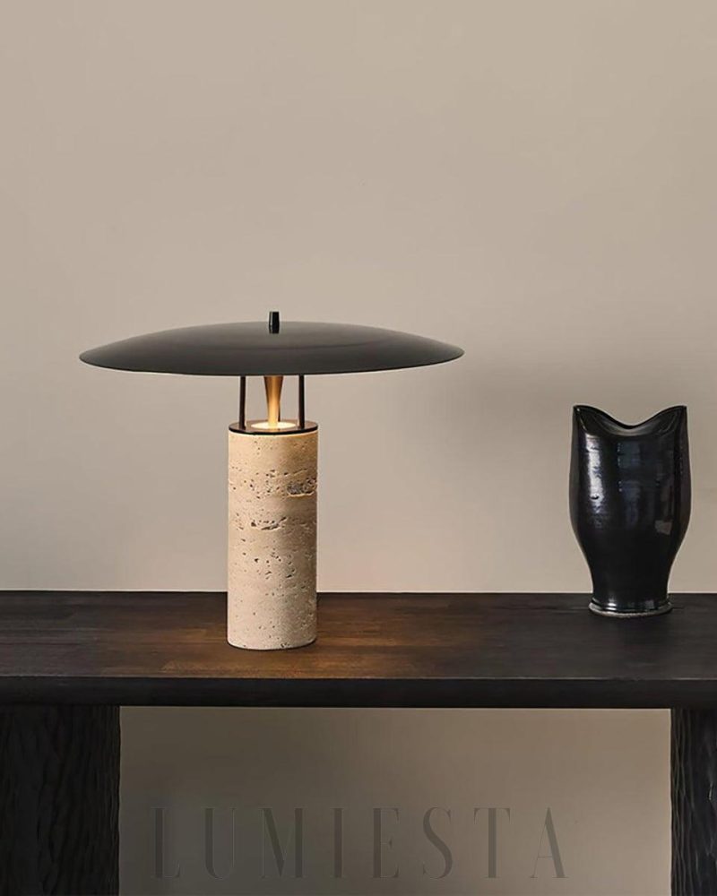 Lampa stołowa Travertine Luna w stylu nowoczesnym żółta i czarna