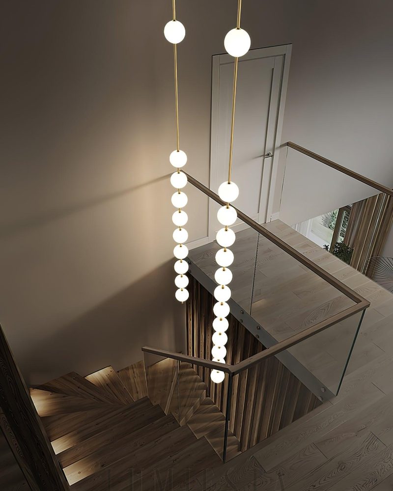 Lampa Wisząca Vertical Balls Z Mosiądzu i Szkła 3 4 5 Świateł