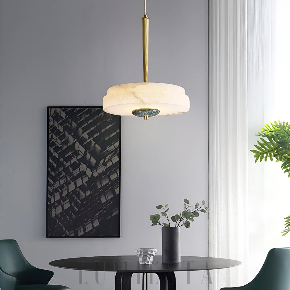 Elegancka lampa wisząca Alabaster Trave w białym kolorze 30cm