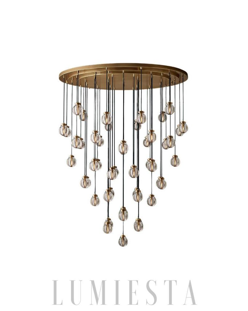 Lampa wisząca Fantasy Pearl Ball okrągła mosiądz czarna nikiel 157cm