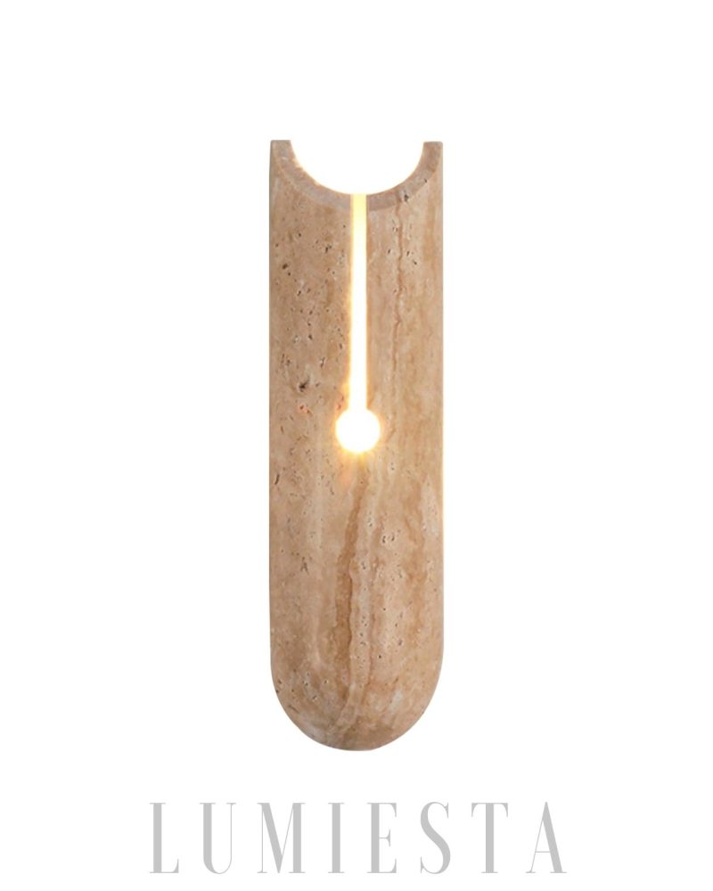 Lampa ścienna beżowa cylindryczna z trawertynu Y kształt 35cm