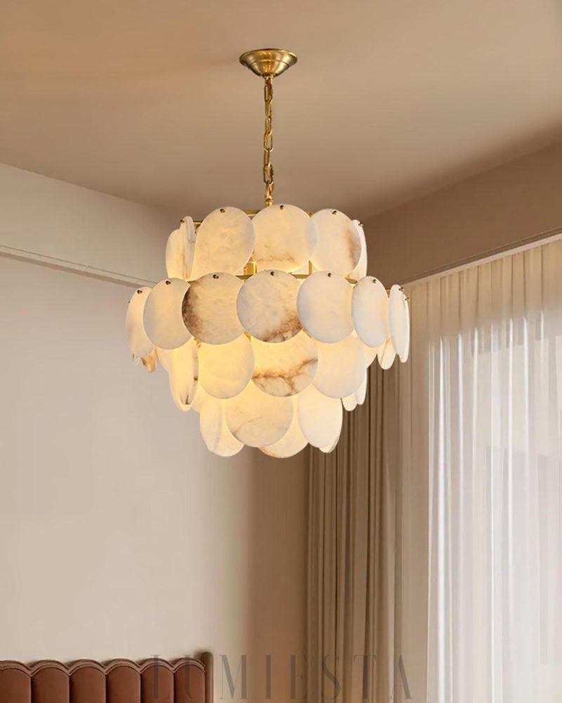 Multin - lampa wisząca w stylu alabastrowym z mosiądzu