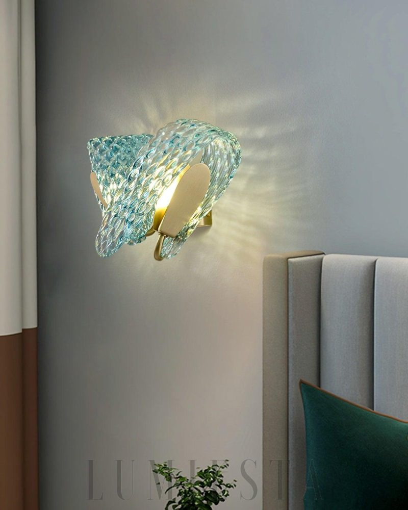 Lampa Ścienna Petal z Niebieskiego Szkła w Stylu Nowoczesnym
