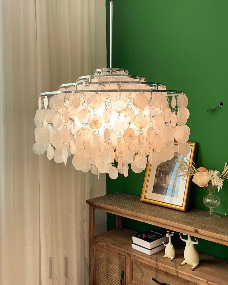 Lampa wisząca muszla w kolorze złotym lub chromowanym