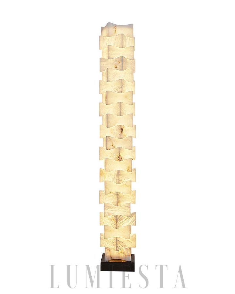Lampa podłogowa z alabastru kwadratowa elegancka i nowoczesna
