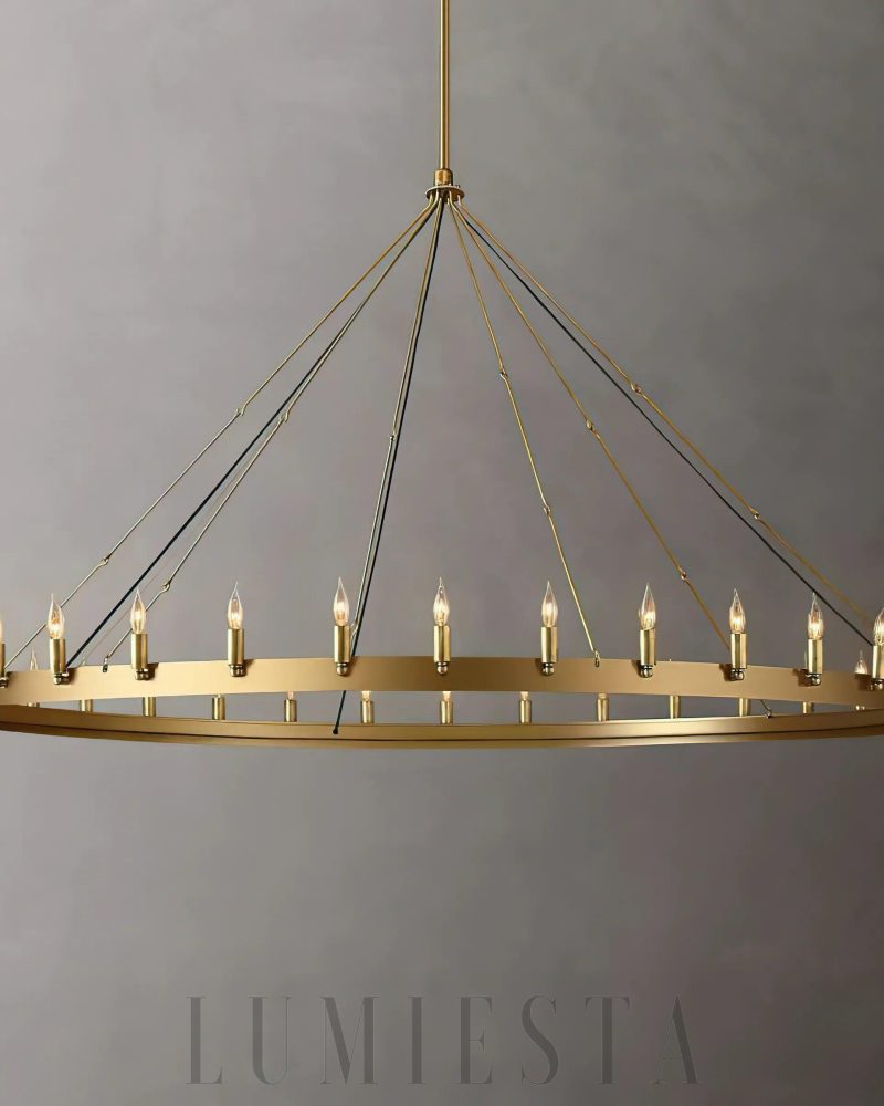 Lampa wisząca Camino Vintage żyrandol okrągły 185cm mosiądz czarny