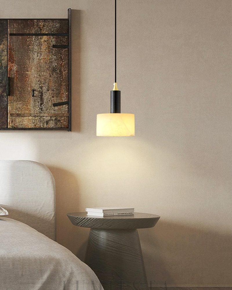 Nowoczesna wisząca lampa cylindryczna z alabastru 16cm