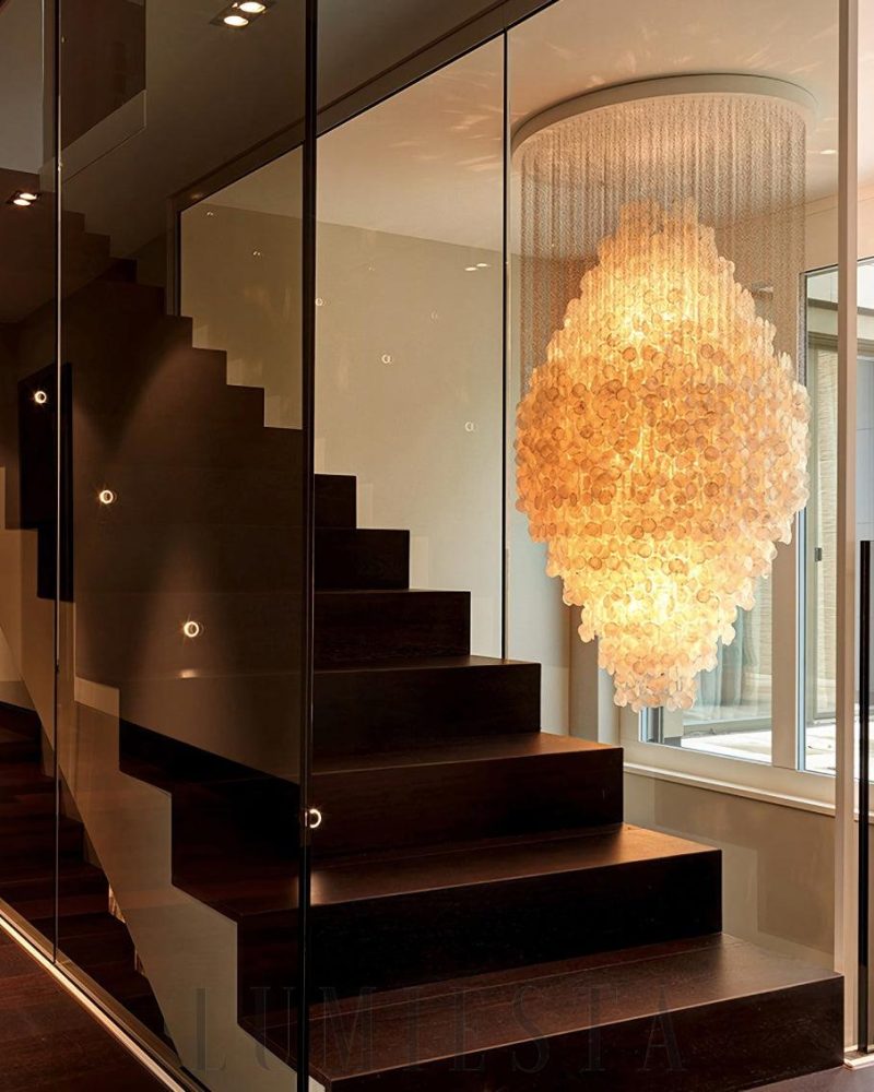 Lampa wisząca muszelkowa w chromie różne rozmiary 60 100 150 cm