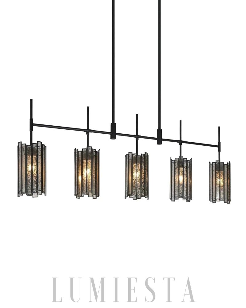 Nowoczesny żyrandol szklany czarny styl industrialny 76cm 115cm