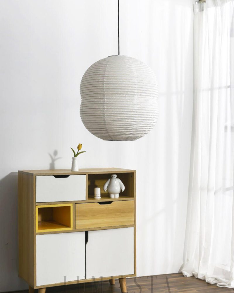Lampa wisząca Akari minimalistyczna biały okrągły kształt 39 5cm 59cm