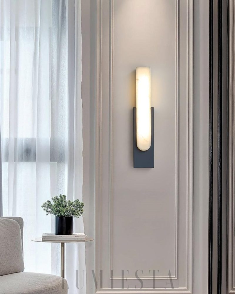 Lampa ścienna Alabaster Agatha elegancka z alabastru 50 cm