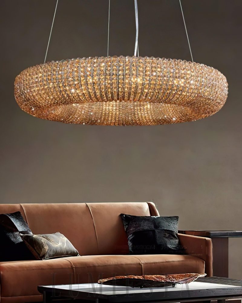 Lampa wisząca kryształowa przezroczysta okrągła 81cm