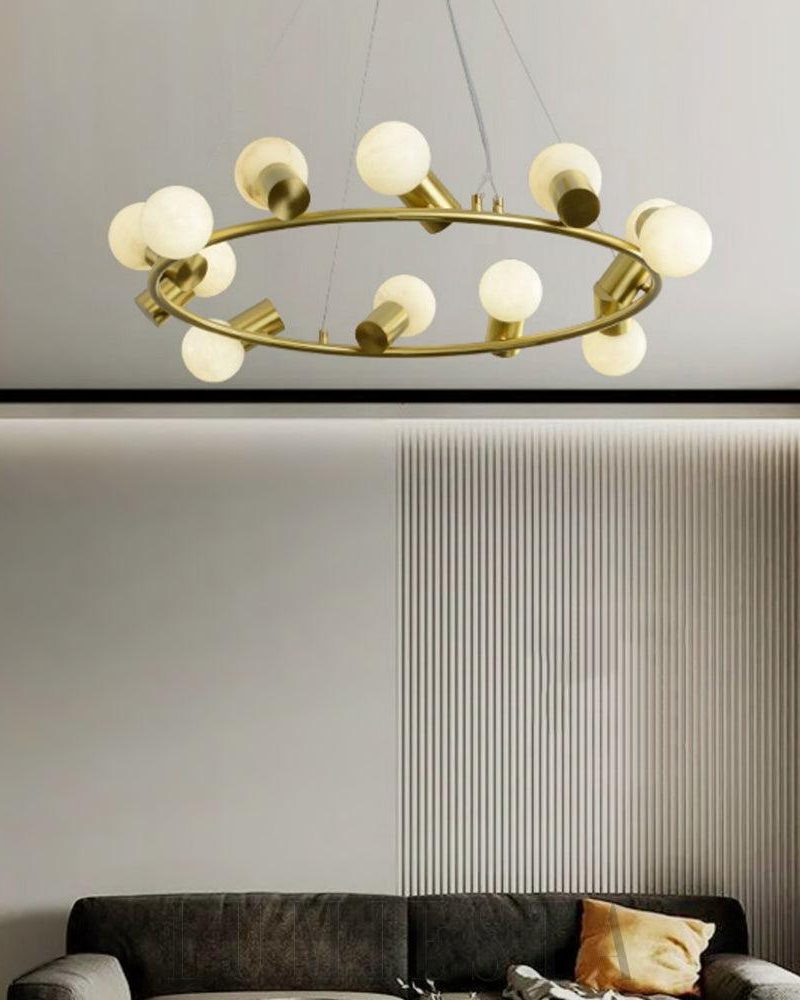 Mosiężny żyrandol Alabaster Raechelle w stylu nowoczesnym 70cm 85cm