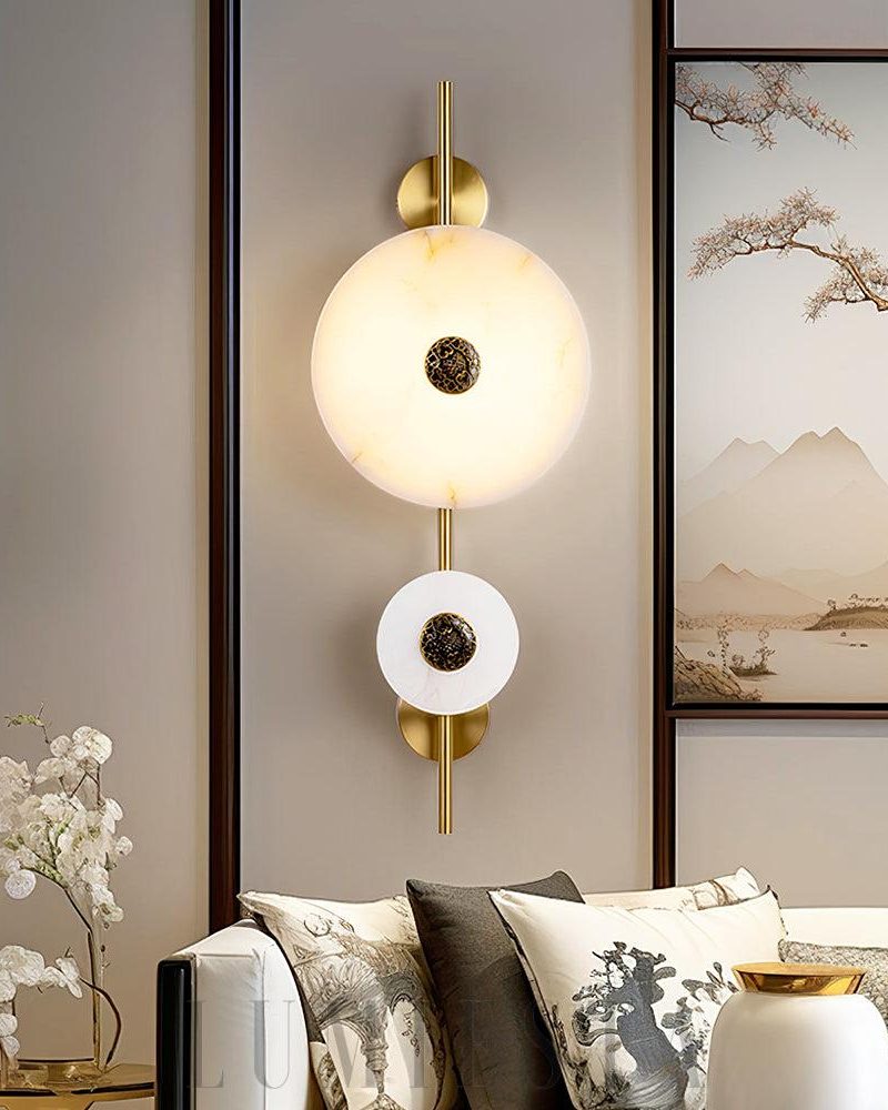 Lampa ścienna Alabaster Eclipse okrągła złota i biała 30cm