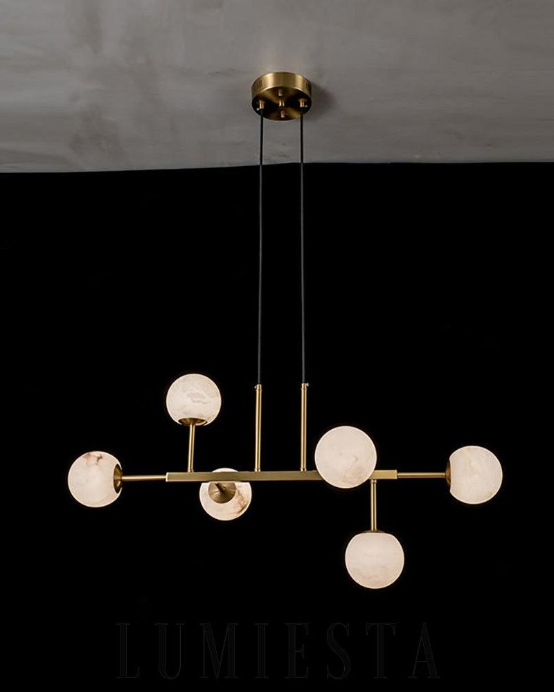 Elegancki żyrandol alabastrowy w mosiężnym stylu 105cm 110cm