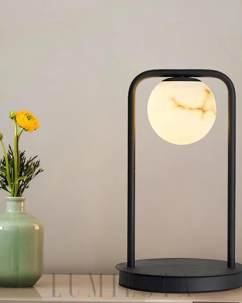 Lampa stołowa Rebirth w czarnym i białym alabastrze 20cm