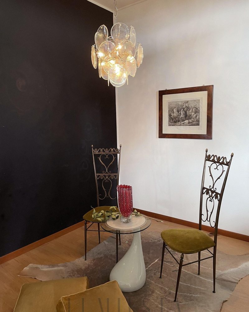 Lampa wisząca Vintage Murano z irydyzującym szkłem 45cm