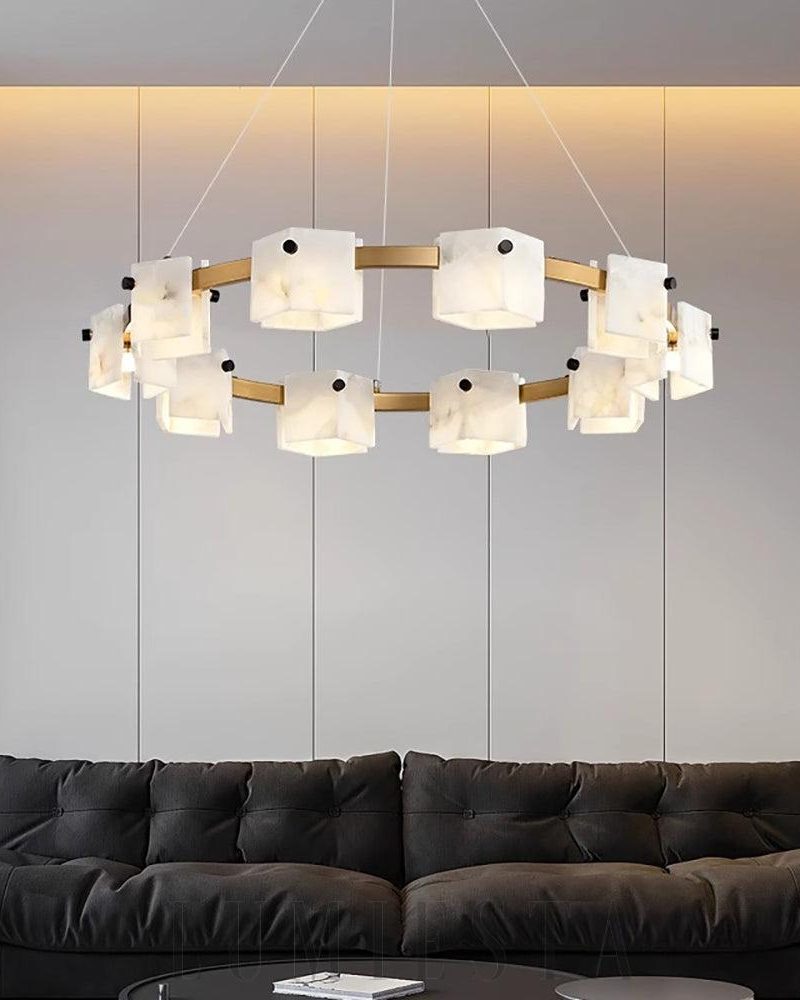 Trinidad - lampa wisząca w kształcie diamentu z alabastru