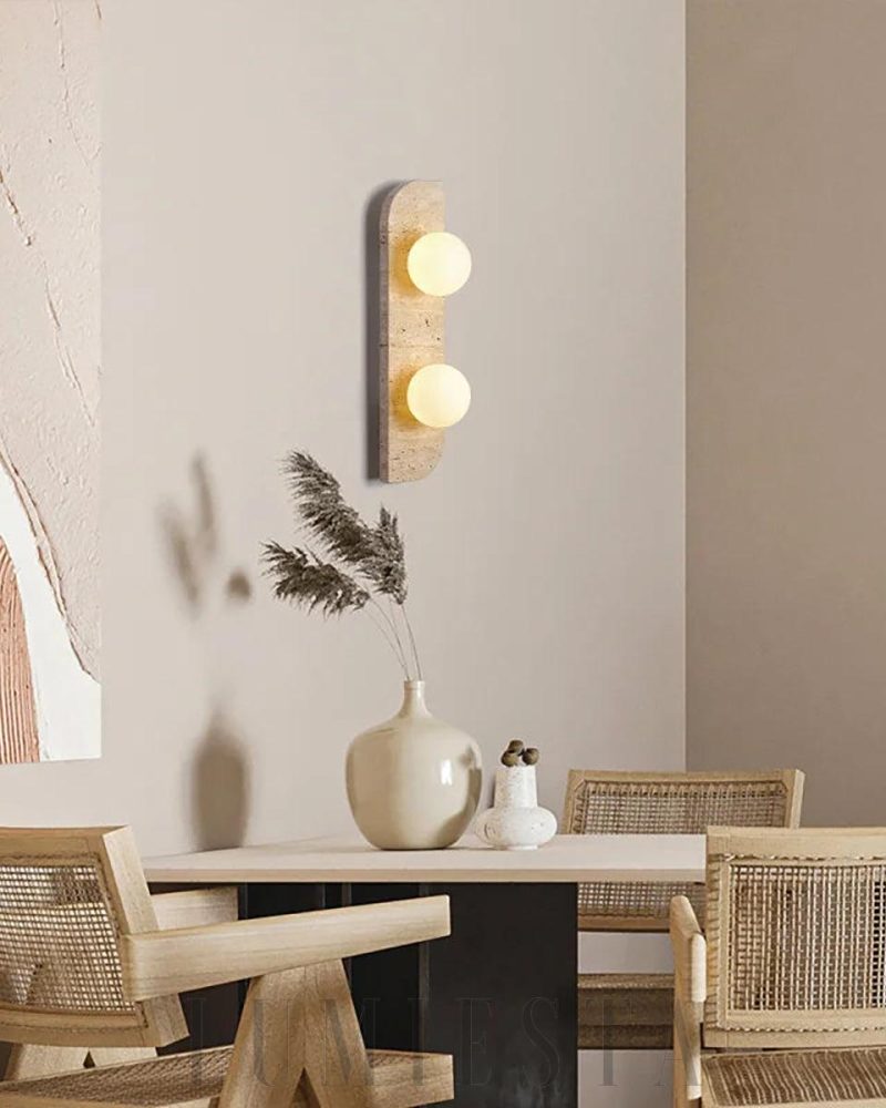 Żółta Lampa Ścienna Neptune z Travertynu w Stylu Nowoczesnym