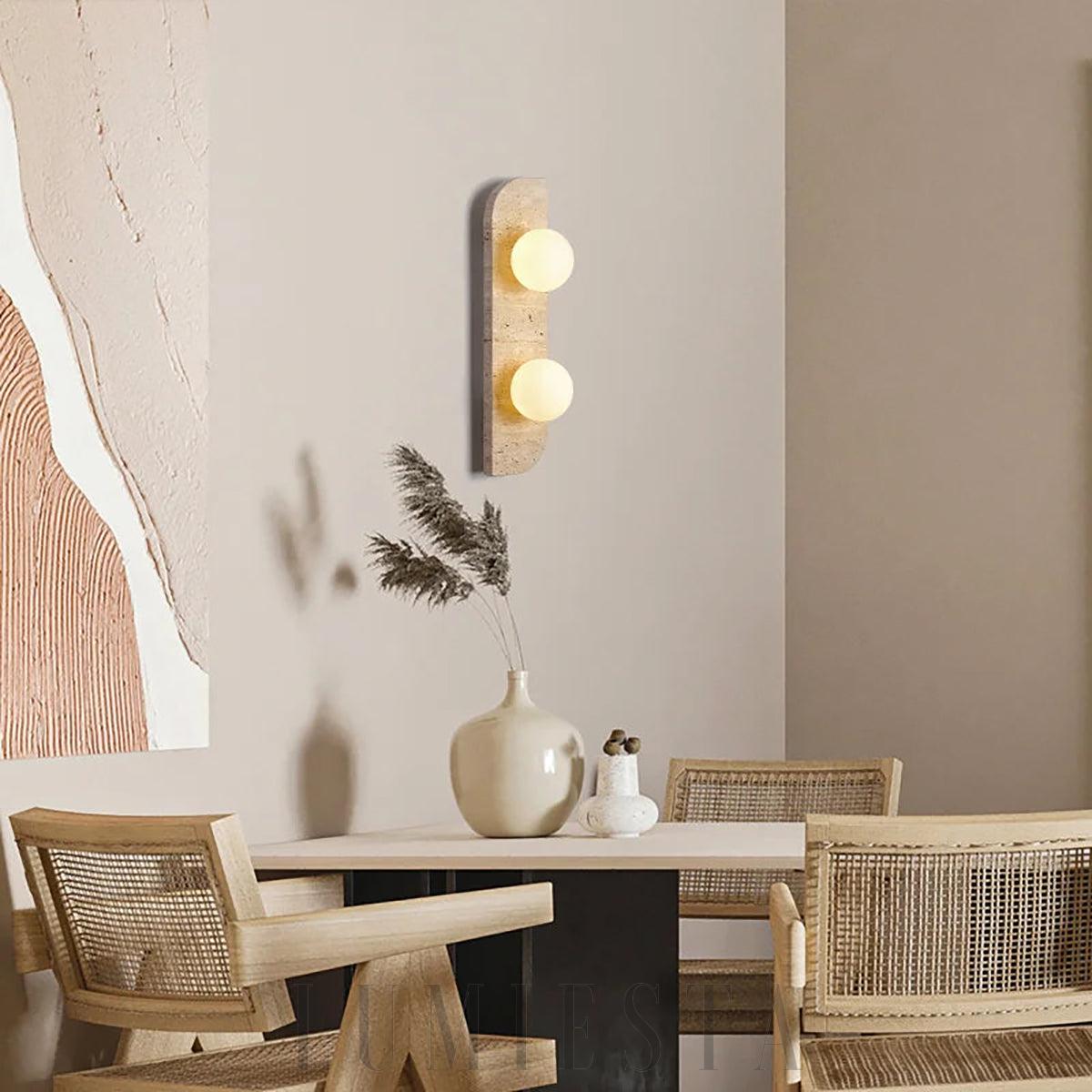 Żółta Lampa Ścienna Neptune z Travertynu w Stylu Nowoczesnym